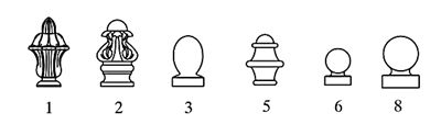 Finial 1, 2, 3, 5, 6, 8