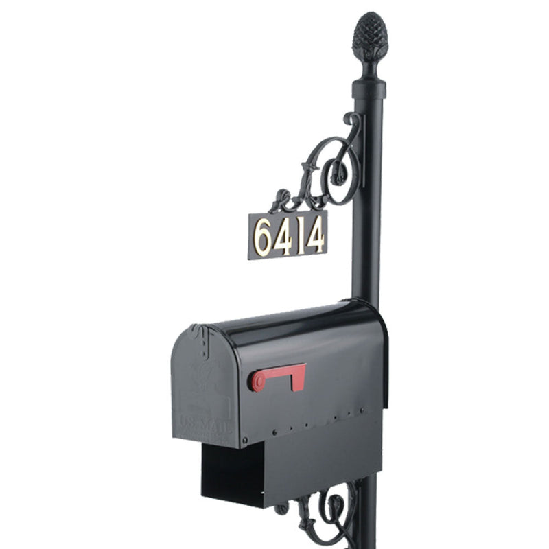 Classic Mailbox Post System Series C1 with Finial, Number Plate, & Newspaper Holder