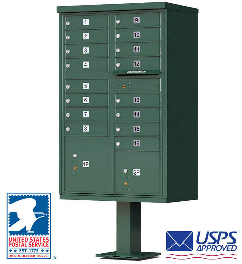 16 Door CBU Mailbox - Green