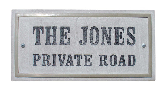 Chesterfield Rectangle Crushed Stone Address Plaque with Engraved Text in Slate Color
