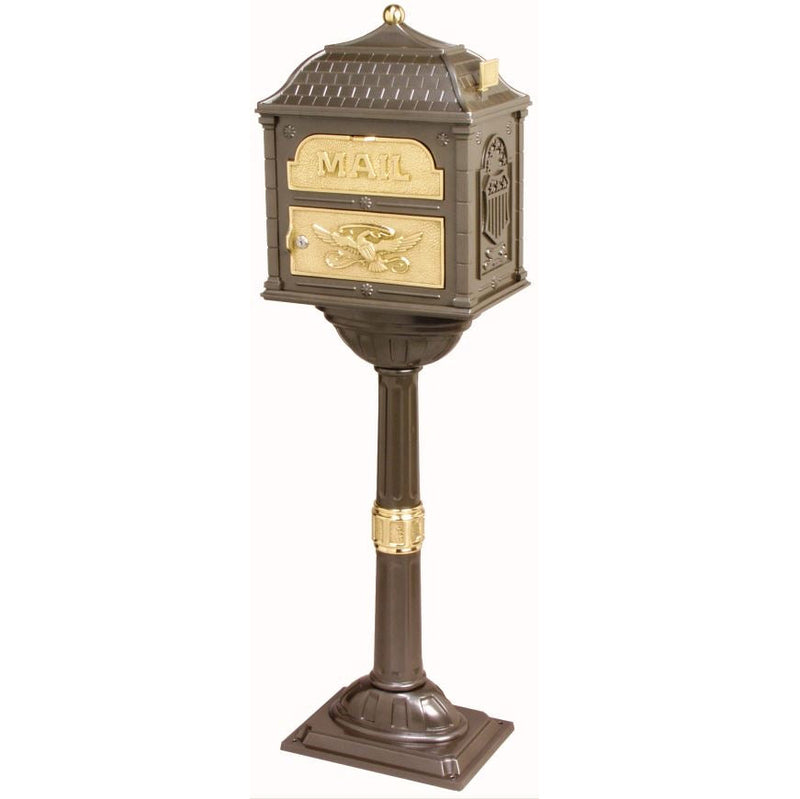 Classic Pedestal Mailbox Package in Polished Brass