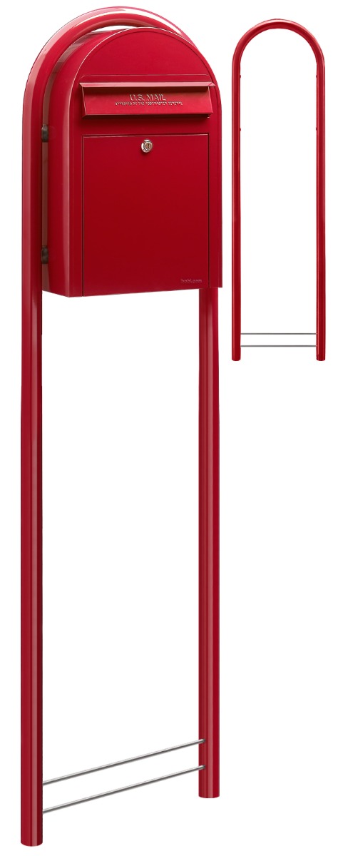Bobi Classic Front Access Red Mailbox and Round Red Post Combo