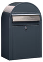 Bobi Classic Front Access Grey Mailbox with Stainless Steel Mail Slot and Round Green Post Combo
