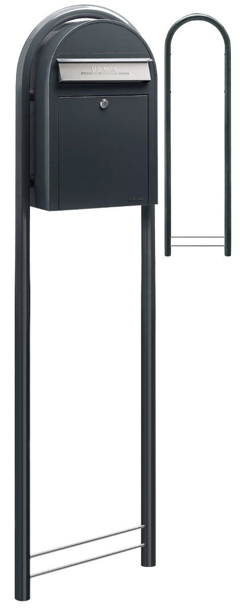 USPS Bobi Grey Round Mailbox Post