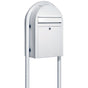Bobi Classic Front Access White Mailbox and Round White Post Combo