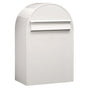 USPS Approved Bobi Classic B Rear Access Modern Locking White Mailbox and Round Stainless Steel Post Combo