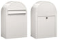 USPS Approved Bobi Classic B Rear Access Modern Locking White Mailbox and Round Red Post Combo