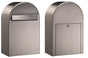 USPS Approved Bobi Classic B Rear Access Modern Locking Stainless Steel Mailbox and Round Red Post Combo