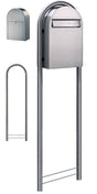 USPS Approved Bobi Classic B Rear Access Modern Locking Stainless Steel Mailbox and Round Stainless Steel Post Combo