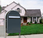 USPS Approved Bobi Classic B Rear Access Modern Locking Grey Mailbox and Round Stainless Steel Post Combo