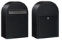 USPS Approved Bobi Classic B Rear Access Modern Locking Black Mailbox and Round White Post Combo