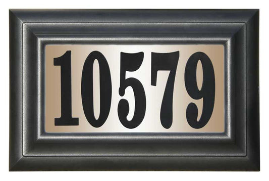 Edgewood Standard Lighted Address Plaque with Black Vinyl Numbers (Choose Frame)