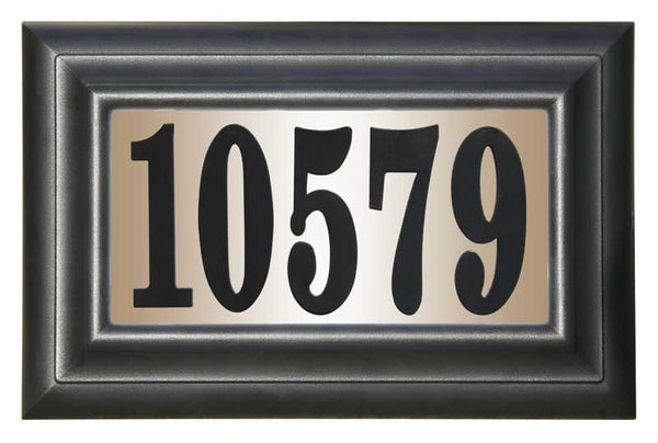 Edgewood Standard Lighted Address Plaque with Black Vinyl Numbers (Choose Frame)