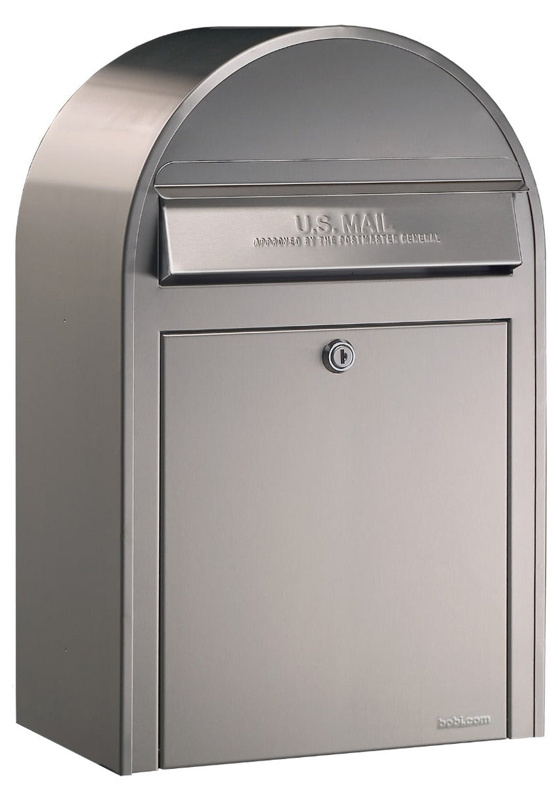 Bobi Classic Front Access Stainless Steel Mailbox and Round Stainless Steel Post Combo