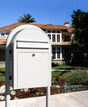 Bobi Classic Front Access White Mailbox and Round White Post Combo