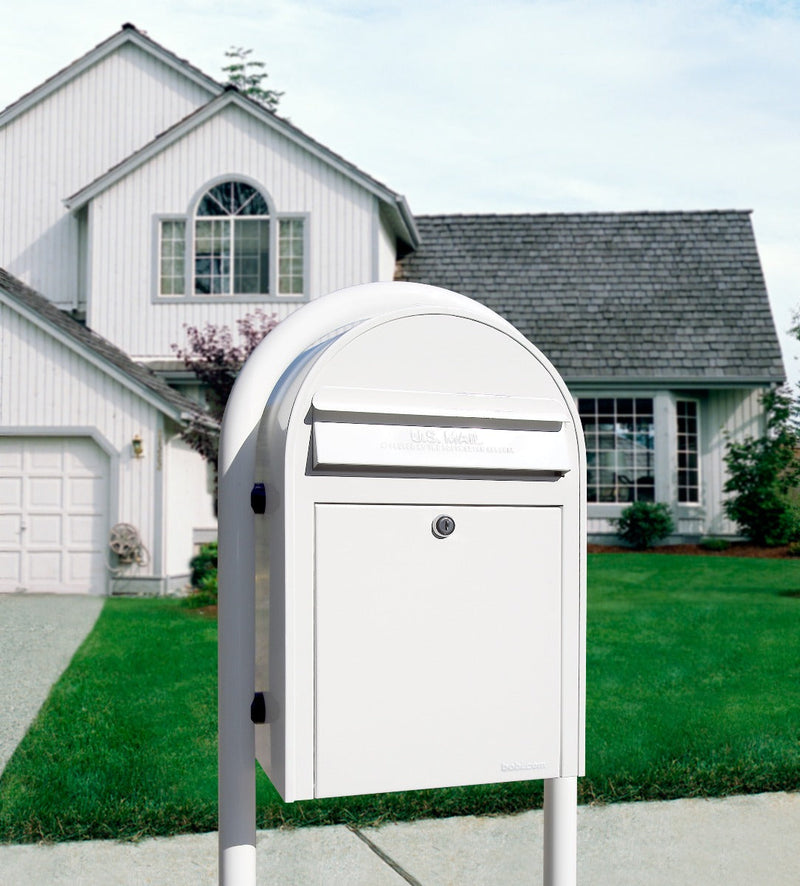 USPS Bobi White Round Mailbox Post