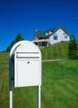 Bobi Classic Front Access White Mailbox and Round White Post Combo
