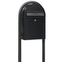 Bobi Classic Front Access Black Mailbox and Round Black Post Combo