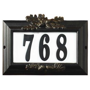 Edgewood "Misty Oak" Large Lighted Address Plaque in Black with Gold Antiquing Frame Color