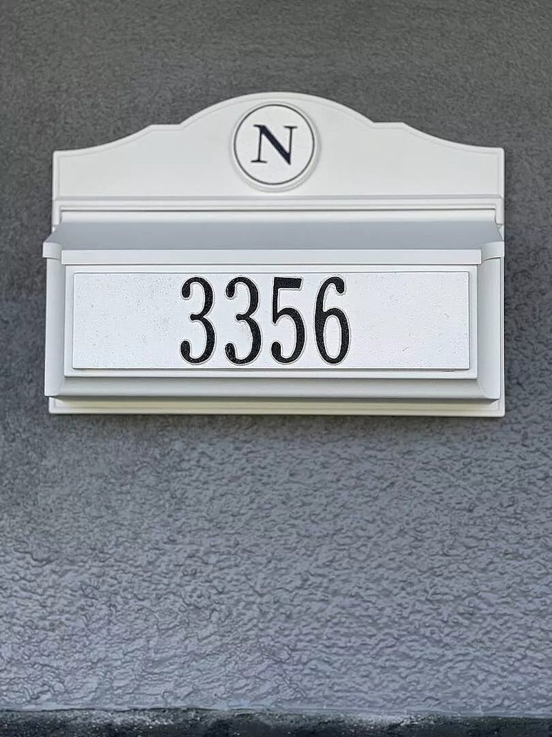 Whitehall Colonial Wall Mount Mailbox Package 1 (Mailbox, Plaque & Monogram)