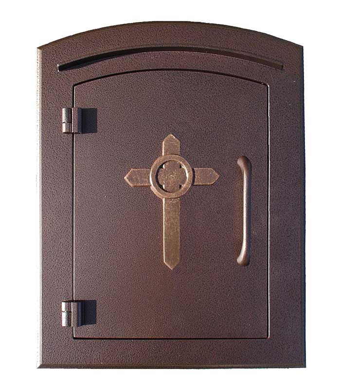 Manchester Security Locking Stucco Column Mailbox with Cross Emblem - Stucco Column Included (Choose Colors)