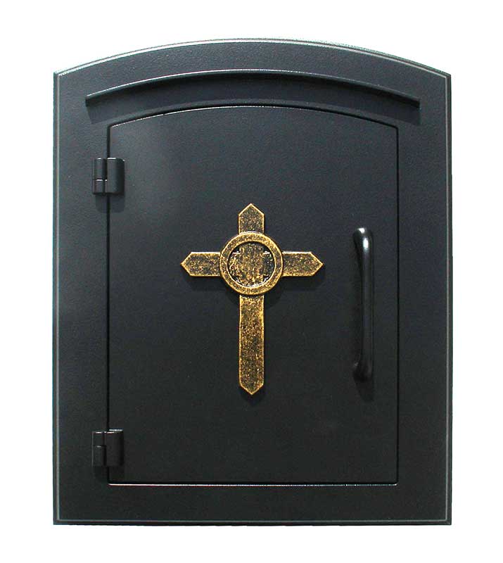 Manchester Security Locking Stucco Column Mailbox with Cross Emblem - Stucco Column Included (Choose Colors)