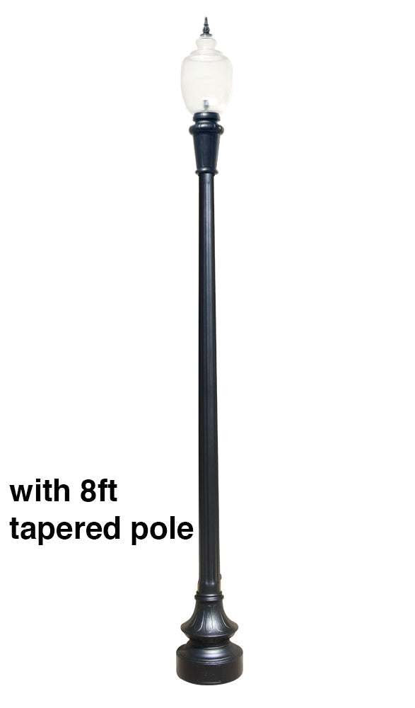 Affordable Decorative Municipal Quality LED Street Light Fixture, Pole, and Pedestal Combo