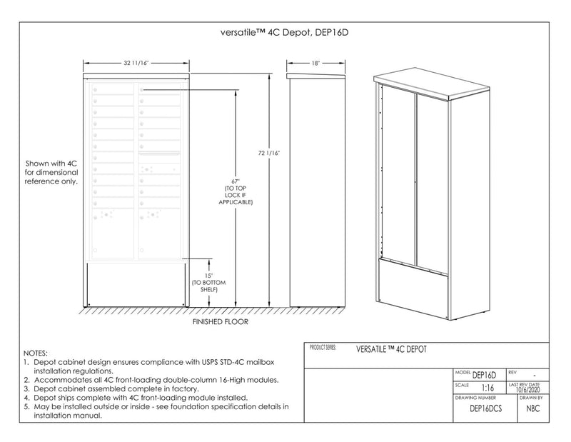 Florence 4C Mailbox Depot - 9 Doors, 2 Parcel Lockers - Max Height Private Access
