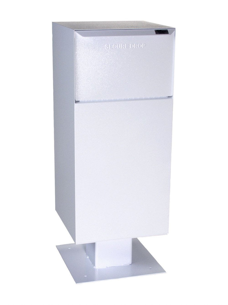 Curbside Parcel Locking Mailbox with Rear Access and Pedestal (included) - White