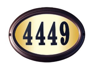 Edgewood Oval Lighted Address Plaque with Black Polymer Numbers Included (Choose Frame Color)