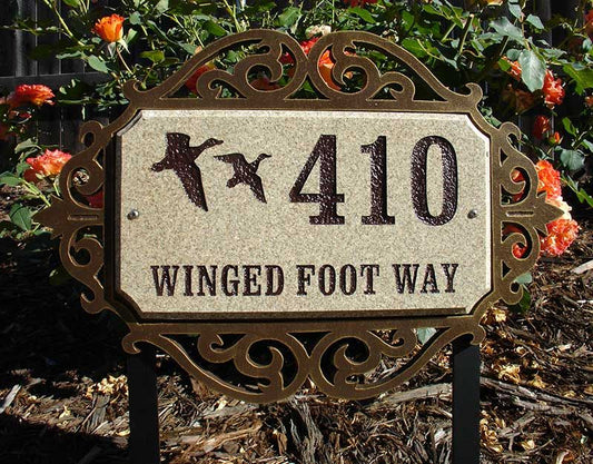 Executive Rectangle "Cut Corner" LOGO Plaque (Includes Engraved Logo & One Line of Text) - Sand Granite Polished Stone Color