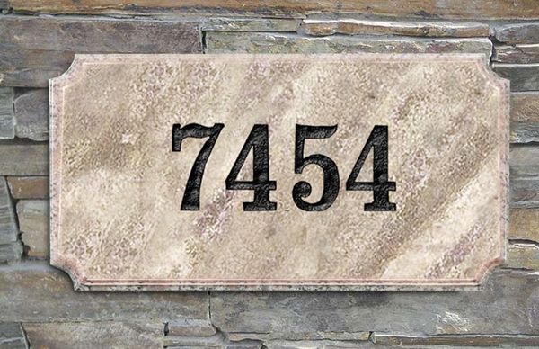Executive "Cut Corner" Rectangle Solid Granite Address Plaque with Engraved Text (Choose Granite Color)