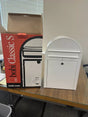 Bobi Classic Slim Front Access Modern Locking White Mailbox and Round Red Post Combo
