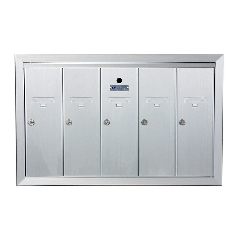 5 Compartment Surface Mount Vertical Mailboxes - Anodized Aluminum
