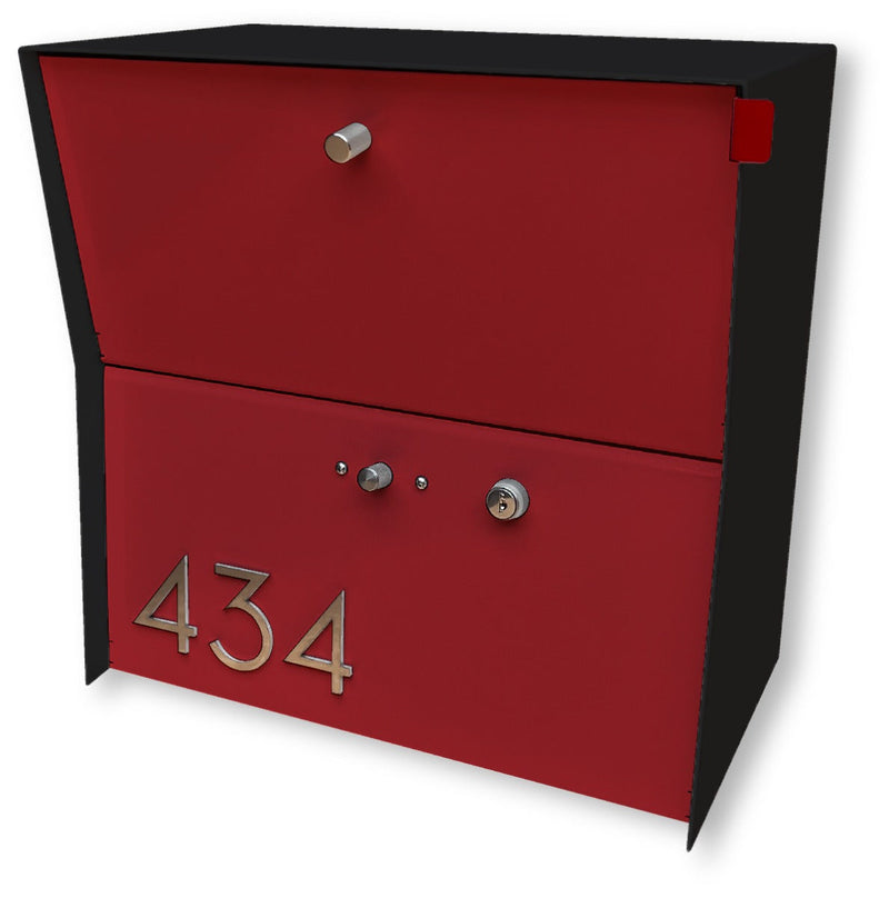 Tedstuff RetroBox Locking Small Package Wall Mounted Mailbox in Jet Black
