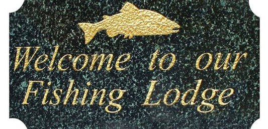 Executive "Cut Corner" Rectangle Solid Granite Engraved Pet Plaque - Fish