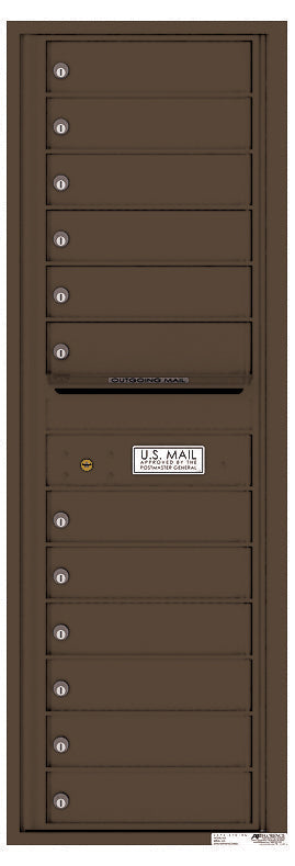Front Loading Commercial Mailbox - 12 Extra-Large Tenant Doors - Single Column-Antique Bronze (AB)