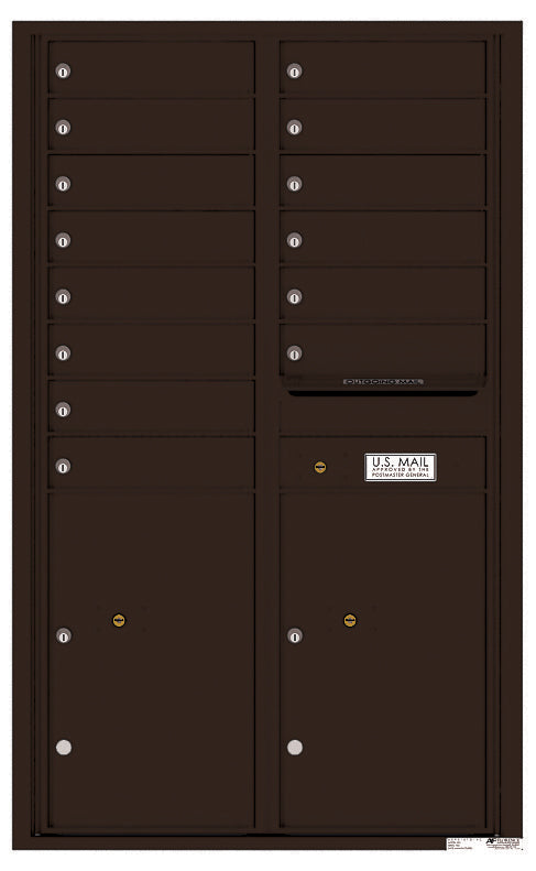 Florence 4C Horizontal Mailbox - 14 Doors, 2 Parcel Lockers - 14 Doors High Private Access