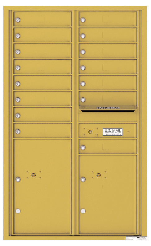 Florence 4C Horizontal Mailbox - 15 Doors, 2 Parcel Lockers - 14 Doors High USPS Access