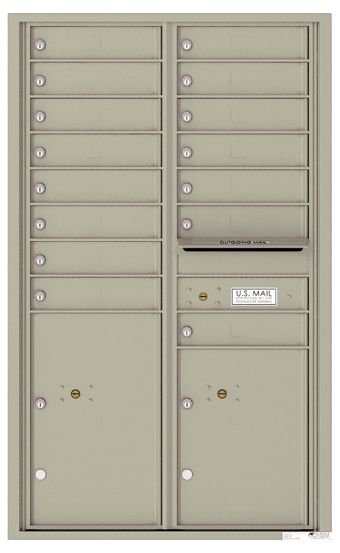 Florence 4C Horizontal Mailbox - 15 Doors, 2 Parcel Lockers - 14 Doors High USPS Access