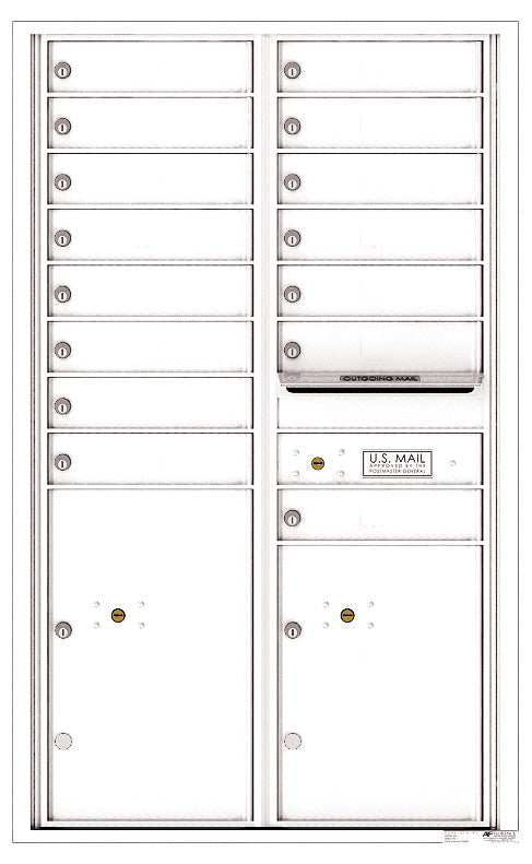 Florence 4C Horizontal Mailbox - 15 Doors, 2 Parcel Lockers - 14 Doors High Private Access