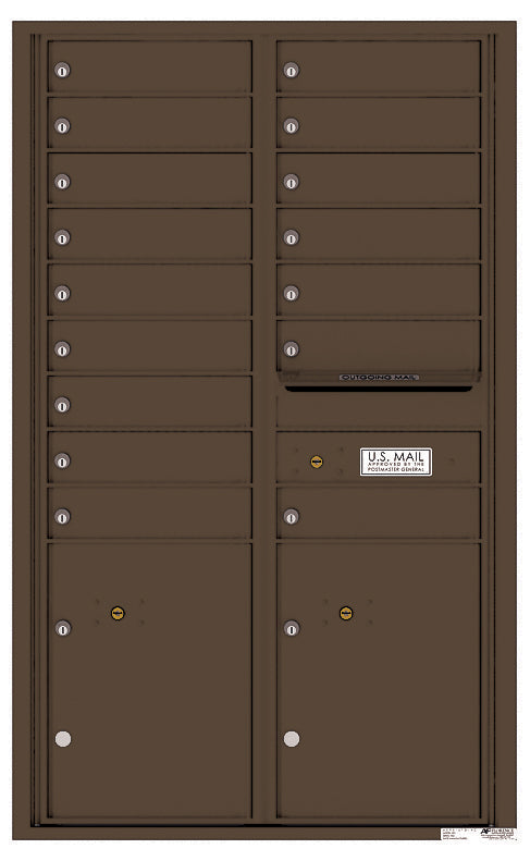 Front Loading Commercial Mailbox - 16 Tenant Doors and 2 Parcel Lockers - Double Column-Antique Bronze (AB)