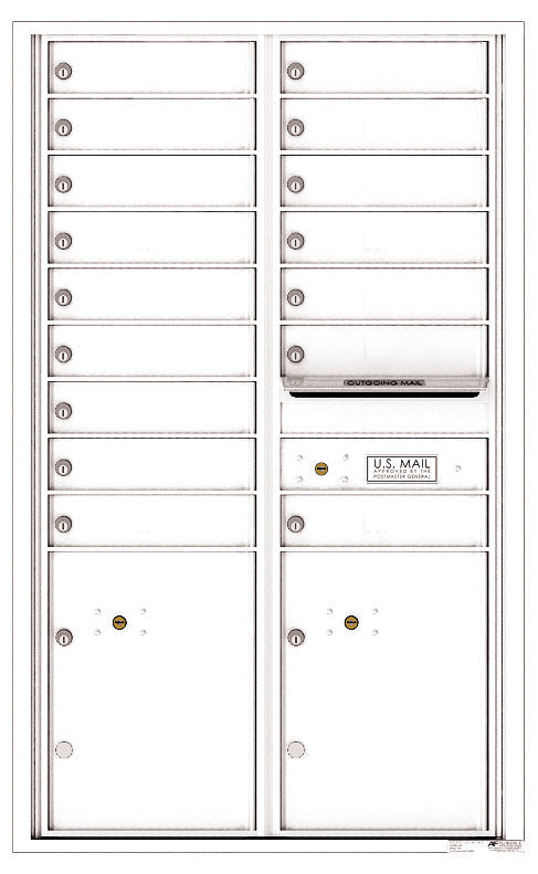 Florence 4C Horizontal Mailbox - 16 Doors, 2 Parcel Lockers - 14 Doors High Private Access