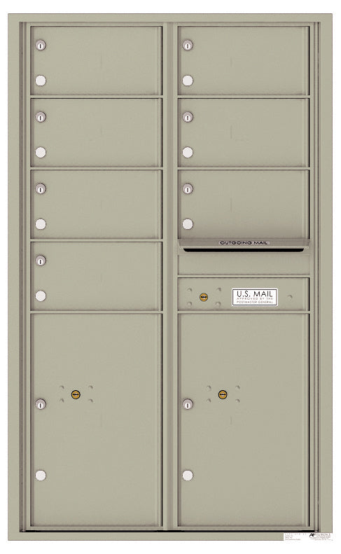 Florence 4C Horizontal Mailbox - 7 Doors, 2 Parcel Lockers - 14 Doors High Private Access