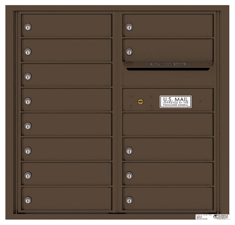 Front Loading Commercial Mailbox with 13 Tenant Compartments-Antique Bronze (AB)