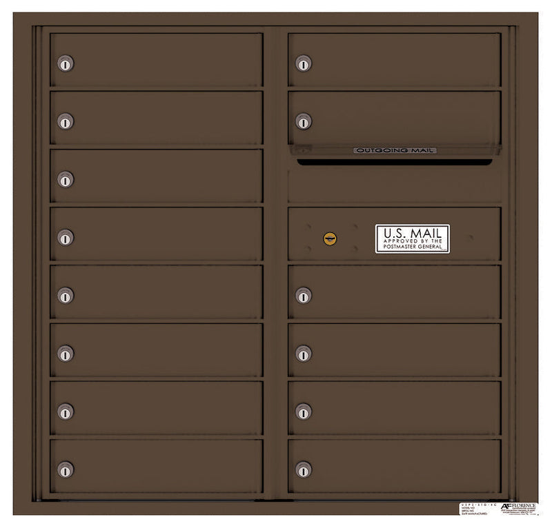 Front Loading Commercial Mailbox with 14 Tenant Compartments-Antique Bronze (AB)