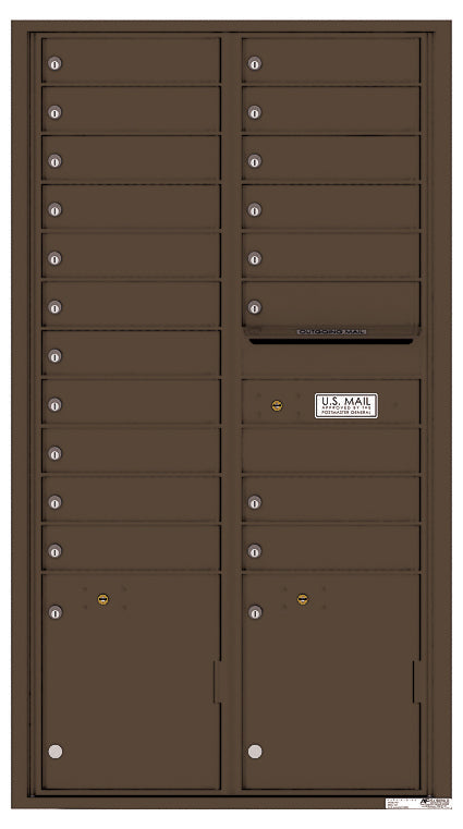 Front Loading Commercial Mailbox with 19 Tenant Compartments and 2 Parcel Lockers - Versatile Double Column Mailbox-Antique Bronze (AB)