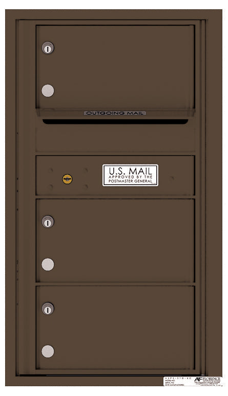 Front Loading Commercial Mailbox with 3 Tenant Compartments-Antique Bronze (AB)
