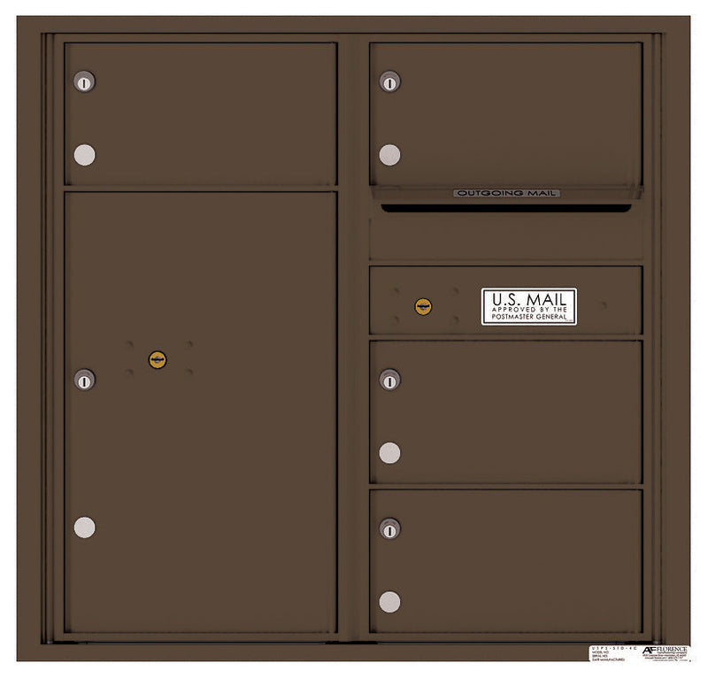 Front Loading Commercial Mailbox with 4 Tenant Compartments and 1 Parcel Locker-Antique Bronze (AB)