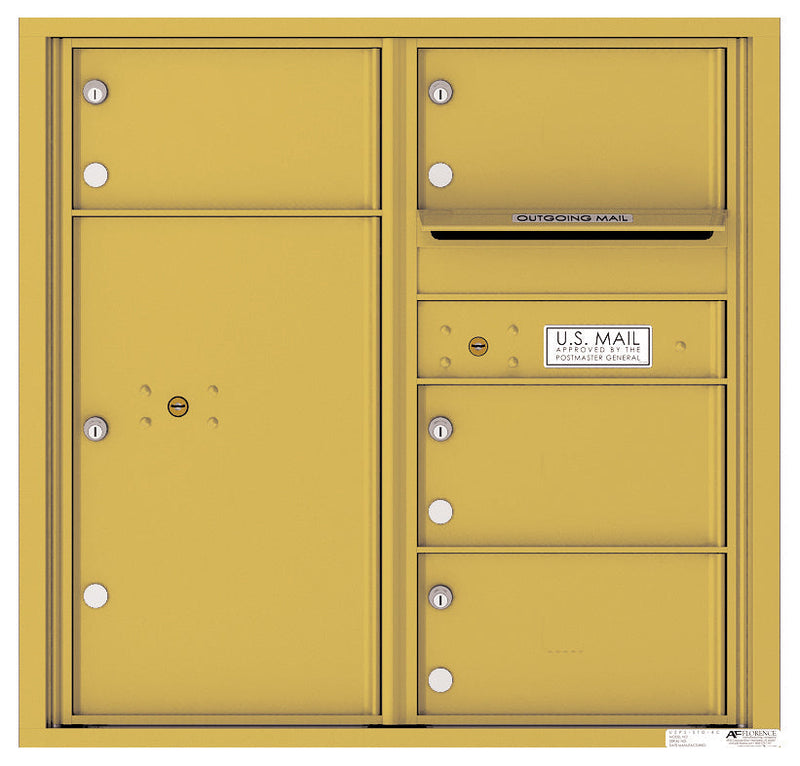 Front Loading Commercial Mailbox with 4 Tenant Compartments and 1 Parcel Locker-Gold Speck (GS)